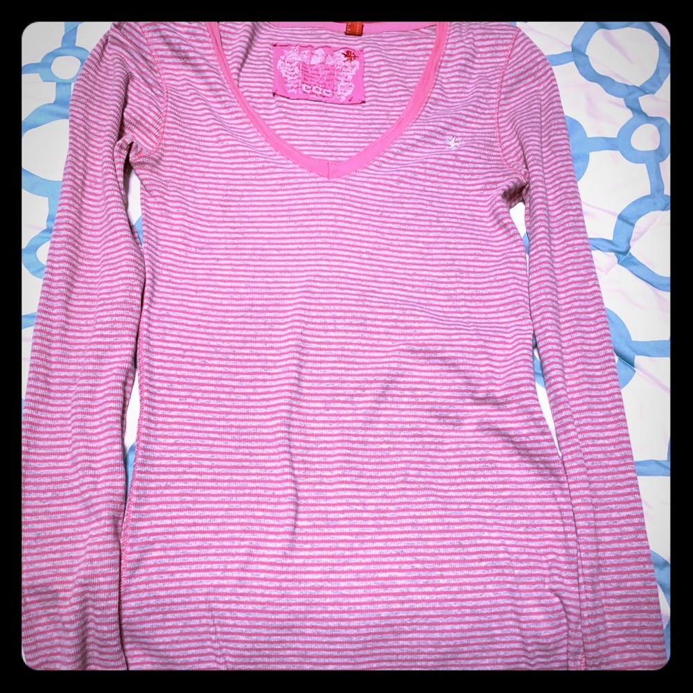 Pink & Grey Stripped Long Sleeved Shirt